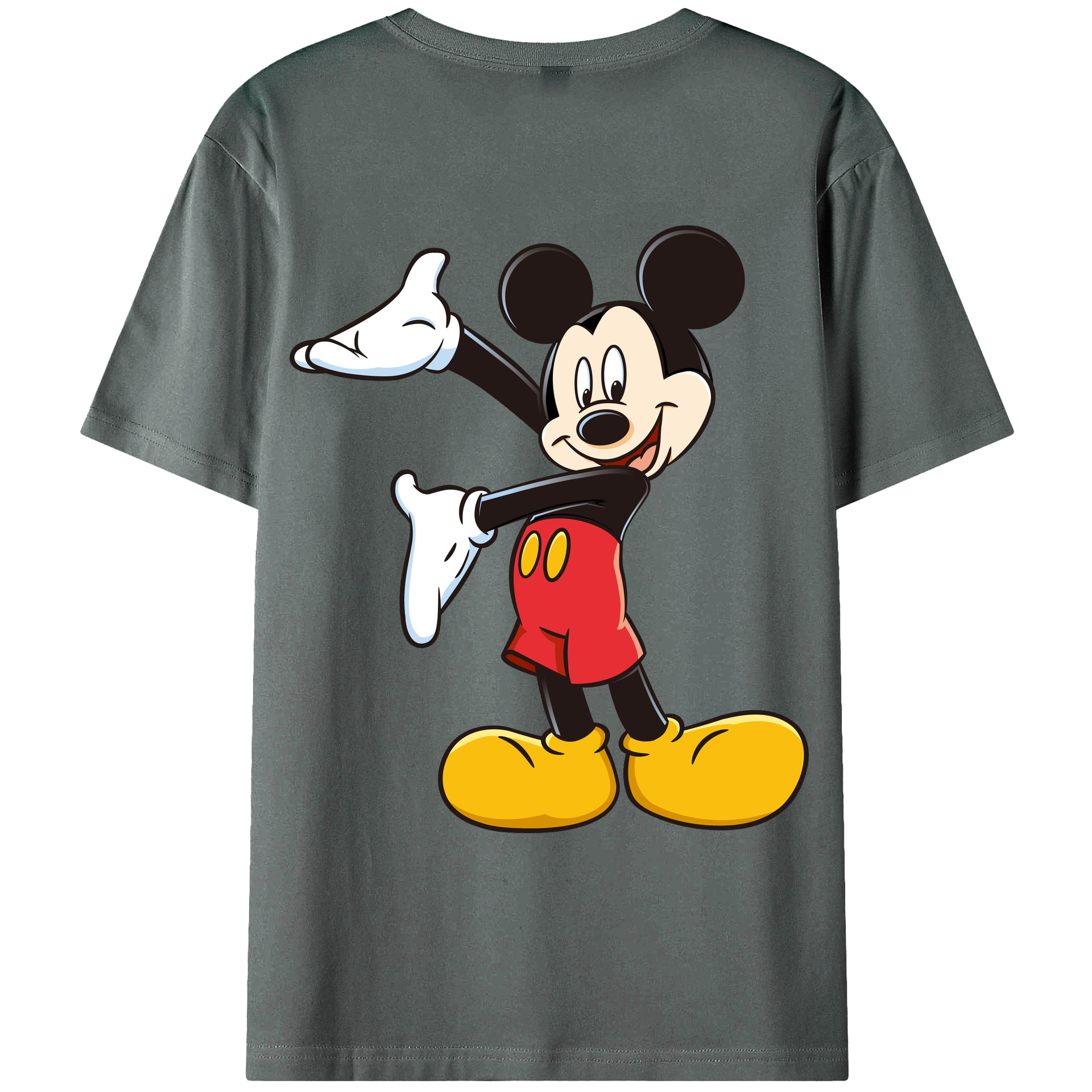 （画像用） ミッキーマウス Mickey Mouse 綿100％ メンズ半袖Tシャツ（バックプリント） 通気性